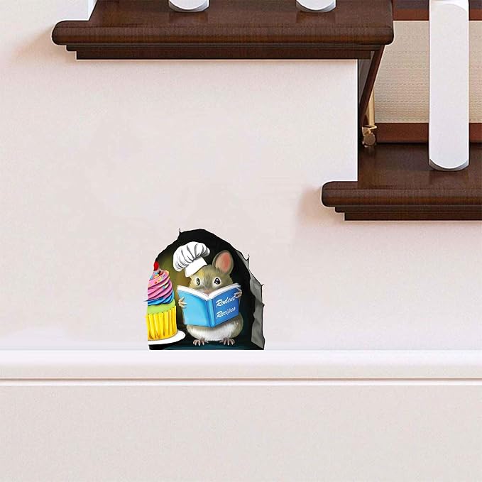 Adorable Pastry Mouse Reading Book Wall Sticker Decal – Kids Room, Classroom, Home Decor, Bookcase, Book Lover Gift, Children's Bedroom, Nursery, Cute Mouse, MICESTERPIECE - Image 3
