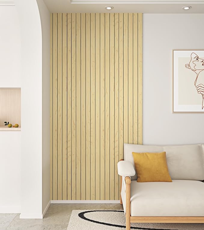 Light Maple Wood Panels for Wall Wood Slat Wallpaper 11.8"x118" | Beige Panels for Wall Self Adhesive 3D Wooden Contact Paper for Bedroom, Living Room Backsplash, Kitchen, Entryway, Farmhouse - Image 8