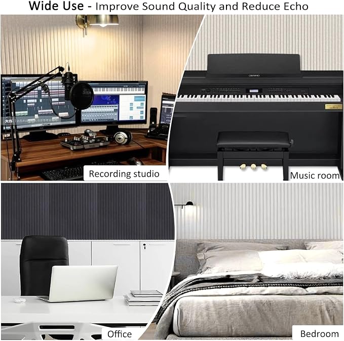 Large Acoustic Panels, 48"X24"X0.4" Sound Proof Foam Panels for Walls, Sound Dampening Panels, Soundproof Wall Panels for Home Studio&Office Decor. (Dark Grey, 10) - Image 6
