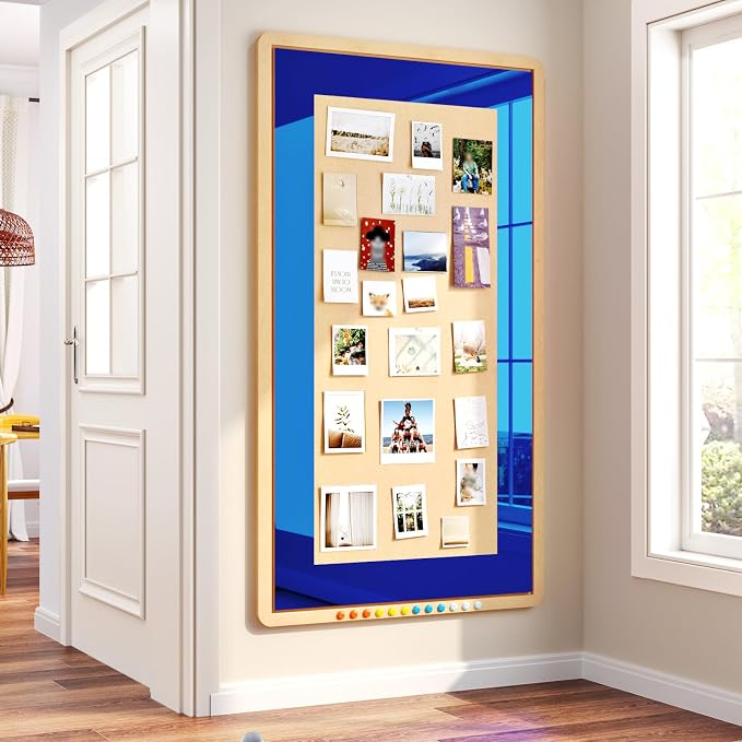 WESTICK Glossy Blue Mirror Frame Border Peel and Stick Mirror Wallpaper Border for Bathroom Repair Tape Roll Self Adhesive Blue Bulletin Board Boders for Classroom Living Room Decor 4" x 160" - Image 2