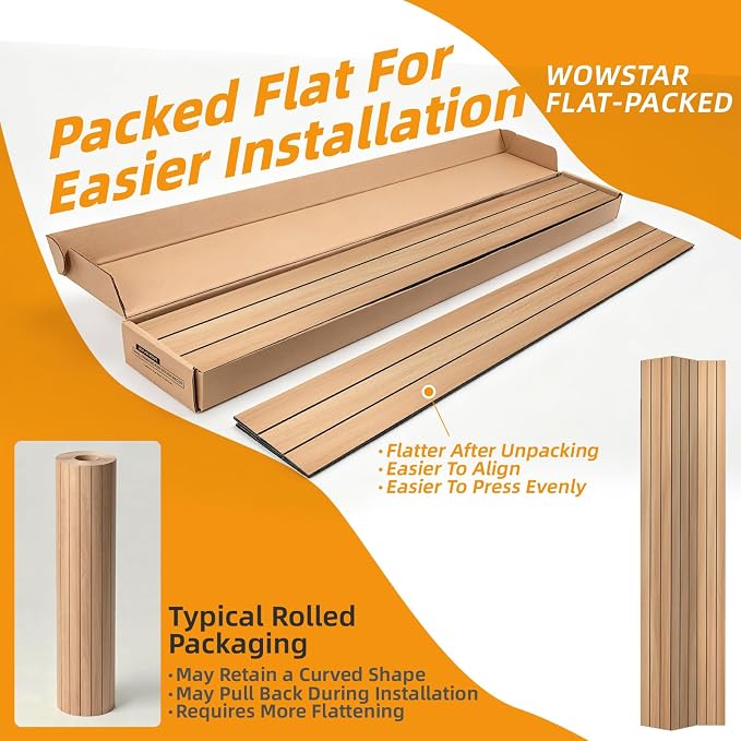 WOWSTAR 6-Pack Peel and Stick PVC Wood Slat Wall Panel，Thickened Wood Grain Wallpaper, 3D Wall Panels, 48" x15.74", Oak - Image 2