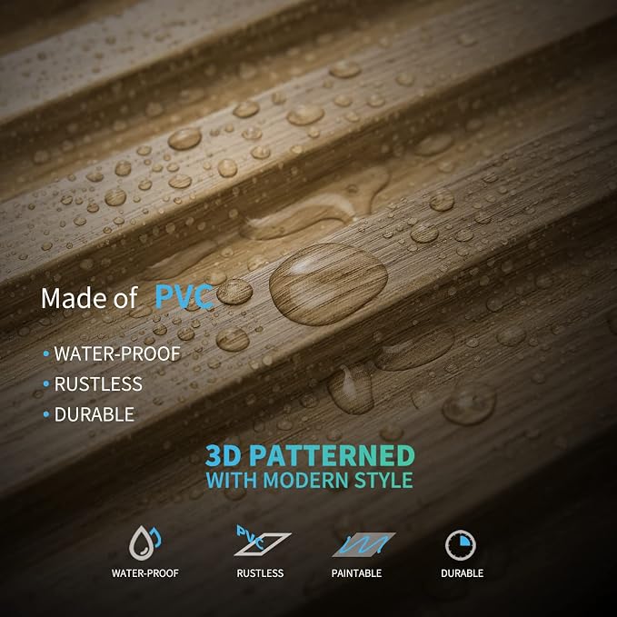 Art3d 3D Fluted Textured Slat Wall Panels, 19.7 x 19.7 in, 12-Pack, Walnut | PVC, Waterproof, Scratch Proof, Wipeable, Break-Proof, Ideal for Home, Office and Commercial Spaces - Image 5