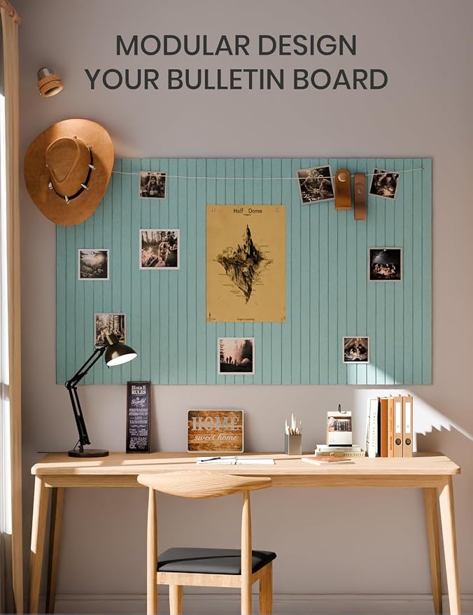 Fluxynara 36" x 24" Large Felt Bulletin Board, Aqua Blue | 6 Pack Cork Board Alternative with 30 Safe Adhesive Tabs, Pin Boards for Wall Decor, Home, Office, Classroom,Dorm - Image 6