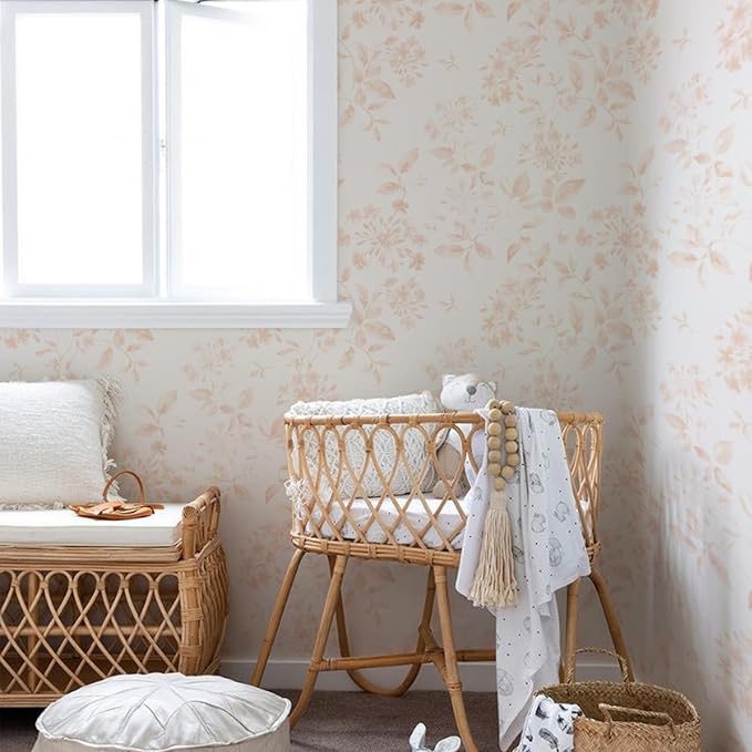 Vintage Floral Peel and Stick Wallpaper 17.32"x 472.44" Neutral Toile Removable Self Adhesive Wallpaper for Bathroom Bedroom - Image 3