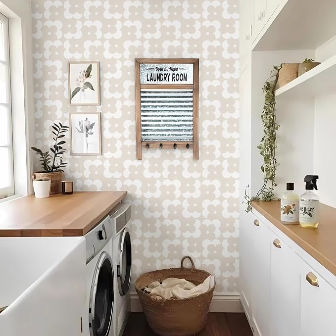 Ismoon Geometric Peel and Stick Wallpaper Boho Begie Contact Paper 17.3''x78.7'' Neutral Wallpaper Renter Friendly Removable Self-Adhesive Wall Paper for Bedroom Kitchen Wall Decor Vinyl - Image 7