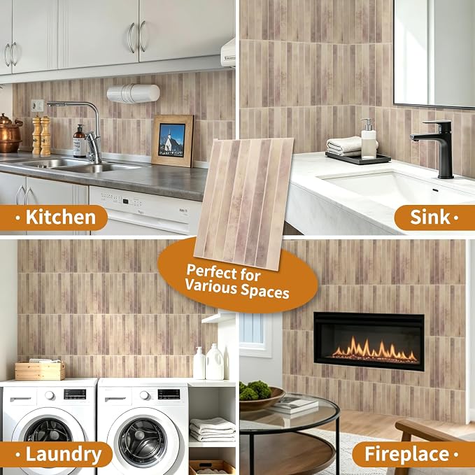 WOWSTAR 10-Sheet Thickened Peel and Stick Backsplash for Kitchen, Back Splashes Stick on Tile, Waterproof Wall Tiles, Yellow Jasper, 11.4in x 9in - Image 6