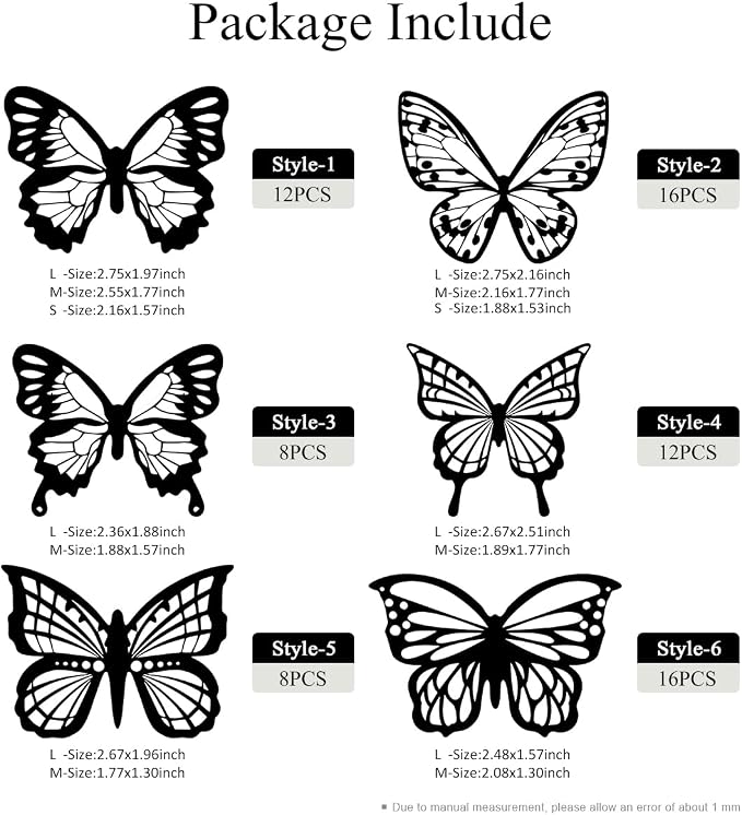 Butterfly Wall Decals - Black-72pcs 3D Butterflies Removable Mural Wall Stickers for Home Room Bedroom Decorations - Image 5