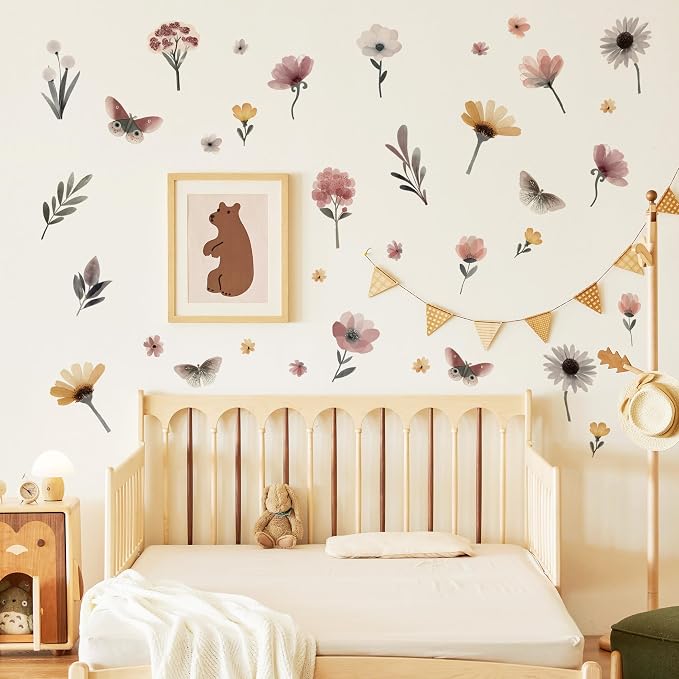 Flower Wall Decals - Peel and Stick Large Floral Flowers Wall Stickers,Removable Flower Home Decor Art for Kids Living Room, Bedroom, Nursery Decor Wall Corner Decor by Unknown