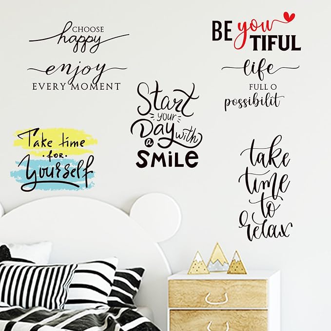 Ctosree 9 Pcs Vinyl Wall Stickers Inspirational Saying Wall Decals, Stylish | Motivational Saying Murals, Large Removable Quote Stickers, Positive Lettering Word Home Decal, for Office School Dorm - Image 6
