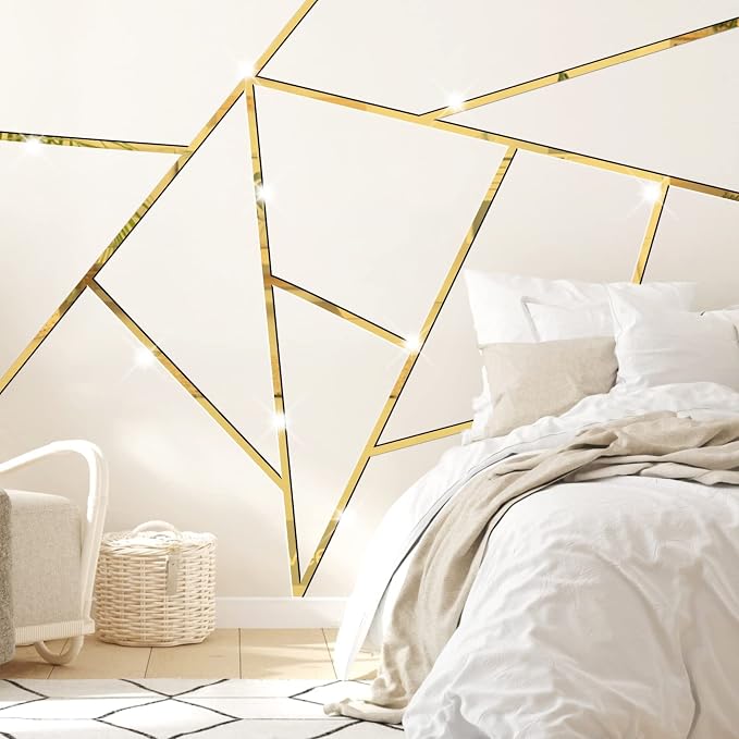 Stripe Mirror Wall Stickers Gold Acrylic Mirror Decals Decor Peel and Stick - Image 8