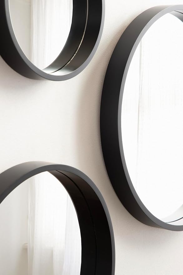 Kate and Laurel Travis Modern Round Wall Mirror Set; Set of 3; Varying Sizes; Black; Decorative Three-Piece Circle Mirror Set for Use as Bathroom Mirror Decor or Gallery Wall Mirrors - Image 5