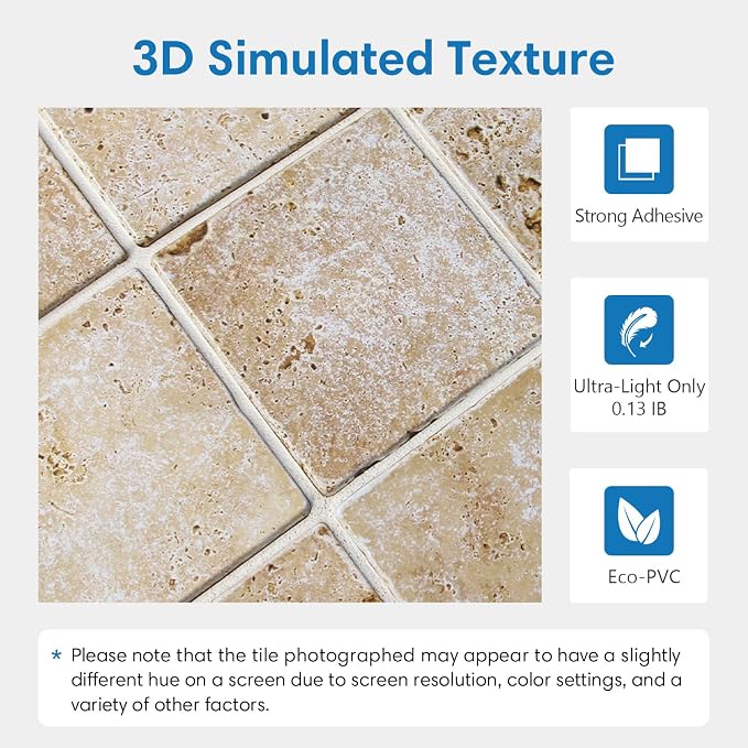 COMSTICKC 3D Faux Stone Wall Panels Peel and Stick, 10 Pcs 11.8" x 11.8" | Beige/Brown, Not Real Stone Wallpaper, Fake Stone Tile Wall Sticker Covering for Quick DIY Wall Upgrades, Cover 9.7 sq ft - Image 3