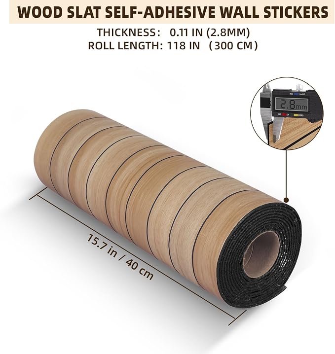 Peel and Stick Wood Slat Wall Panels, Light Yellow, 118 x 15.7 in | 3D Fluted, PVC Paneling for Accent Wall, Ceiling, Living Room, Office, Bedroom - Image 3