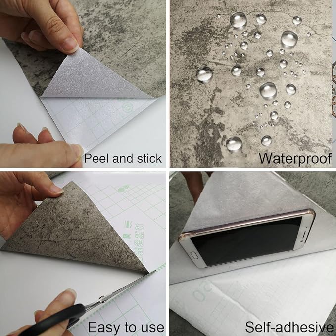 Beige-Grey Concrete Wallpaper Matte Thick Textured Gray Cement Contact Paper Peel Stick Countertop Paper Removable Waterproof Adhesive Furniture Stickers Industrial Style Vinyl Wall Sticker 24x354inch - Image 6