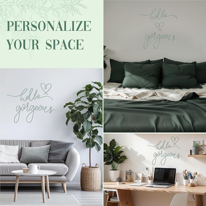 Hicarer Metal Hello Gorgeous Wall Art Minimalist Wall Decor,Green,Classic | for Bedroom Bathroom Living Room Dressing Room Salon Vanity Office Home Decoration, Easy to Install - Image 5