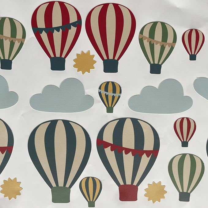 50pcs Hot Air Balloons Clouds Fabric Wall Stickers,Vibrant Self-Adhesive Wall Decals Easy Removable DIY Kids Room Toddlers Bedroom Nursery Decor - Image 4