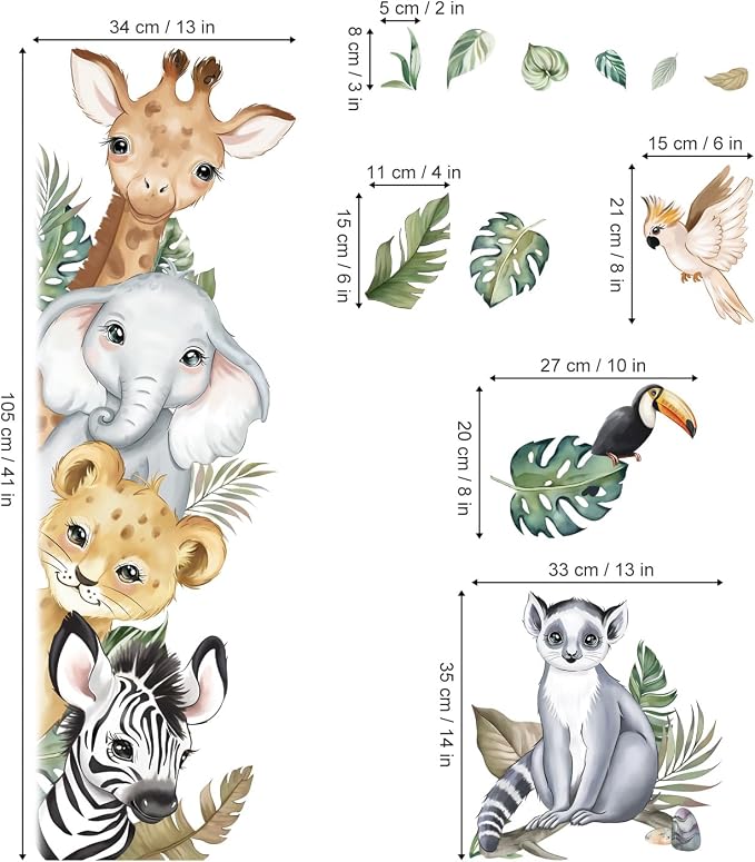 decalmile Jungle Animals Safari Elephant Giraffe Wall Decals Stickers - Image 4