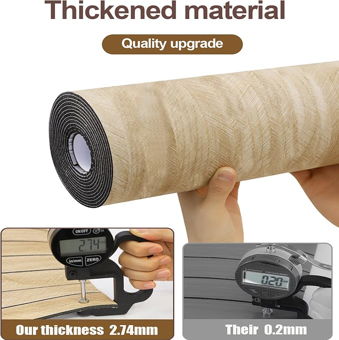 Chejiaye Peel and Stick 3D Wall Panel -15.75"x118"Soundproof Self-Adhesive Wall Sticker, Removable Thick PVC Slat Contact Paper for Kitchen Bedroom,Ceiling Wall Decoration Wood Grain (Light Grey) - Image 6