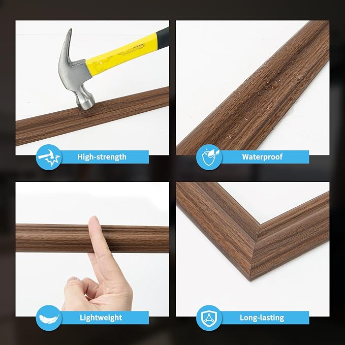 Art3d Pre-Cut Wall Molding Set of 6 pcs, 3 Top 3 Bottom, Walnut | Ready-to-Assemble Wainscoting Panel, High-Impact, Precision Pre-Cut, DIY-Friendly, Ideal for Indoor Wall Decor, Accent Walls - Image 5