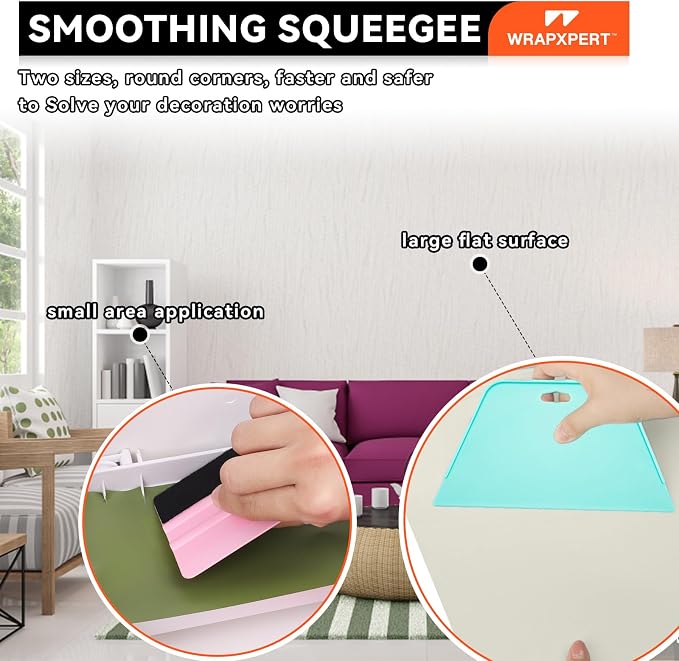 WRAPXPERT Peel and Stick Wallpaper Tools,Wallpaper Smoothing Tool Kit with Smoother,Edge Guider,Paste Brush for Backsplash Tile,Contact Paper - Image 5