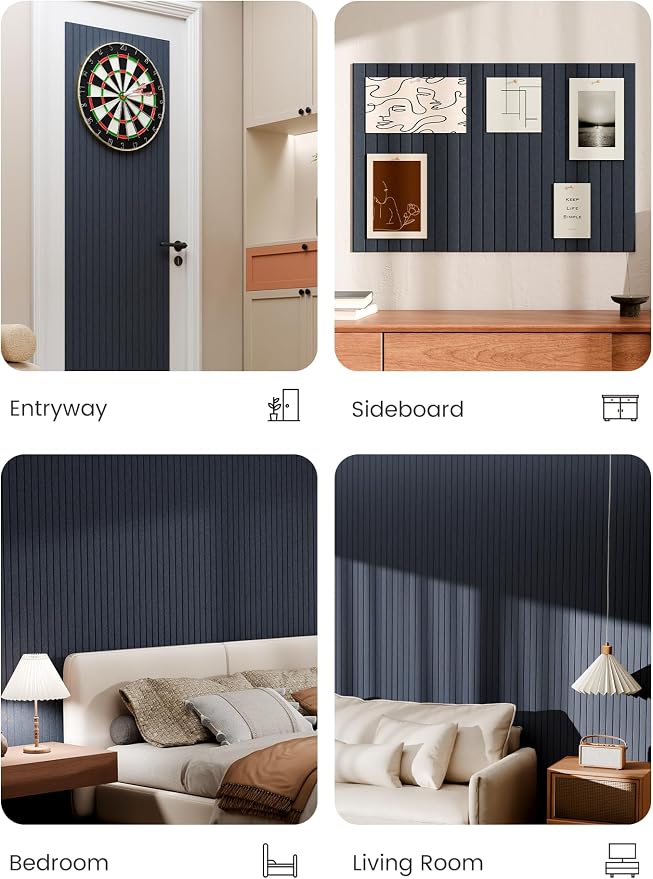 Bumusty 36"x 24" Large Felt Bulletin Board Tiles,Deep Charcoal Blue | 6-Pack Cork Board Alternative, Wall Decor, 30 Pushpins, 30 Adhesive Tabs, Vision Board, Office, Classroom, Home, Dorm - Image 5