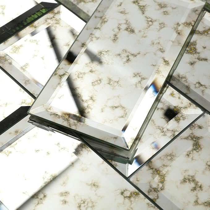 Peel and Stick Antique Mirror Glass Subway Tile 3 x 6 Inch for Copper Green Antique Mirror Tiles Kitchen Backsplash Bathroom Wall Pack of 40 Pieces by Adedeo