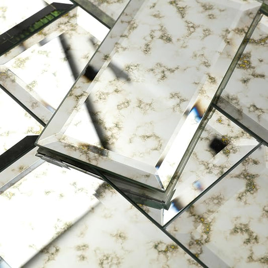 Peel and Stick Antique Mirror Glass Subway Tile 3 x 6 Inch for Copper Green Antique Mirror Tiles Kitchen Backsplash Bathroom Wall Pack of 40 Pieces by Adedeo