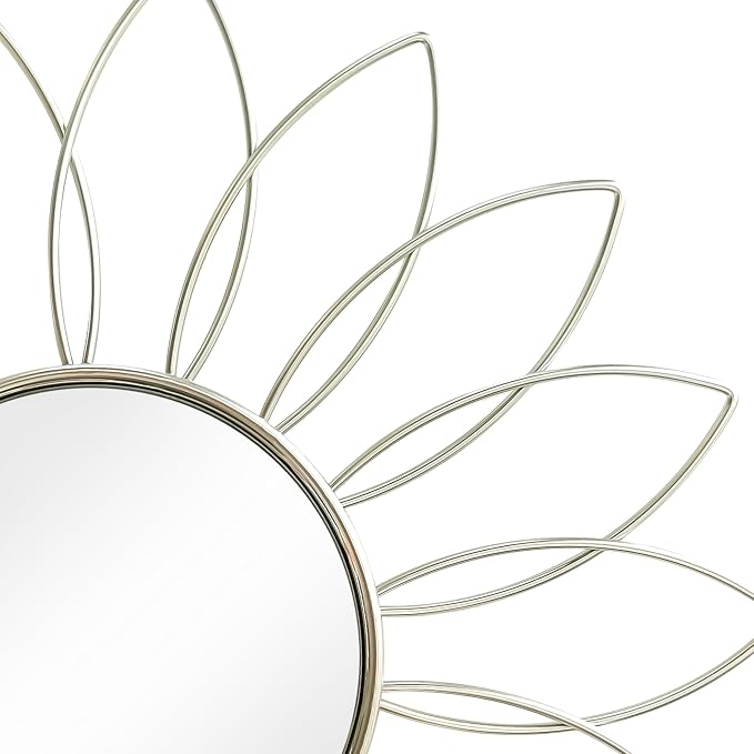 3 Pack Metal Mirrors for Wall Sunburst Wall Mirrors Home Décor Decorative Hanging Wall Art for Living Room Bedroom Entryway (Silver2, Flowers) - Image 2