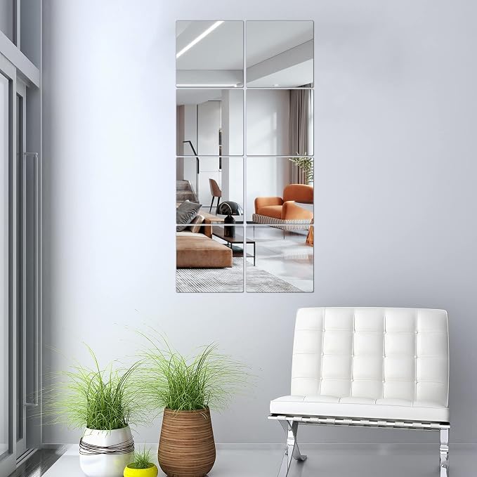 JEOYOO Full Length Wall Mirror Tiles, 8'' x 8'' x 8 PCS, Frameless Full Body Mirror Tiles for Bedroom,shatterproof Non Glass Mirrors Wall Mounted for Home Gym, Over The Door,Gift Ideas - Image 5