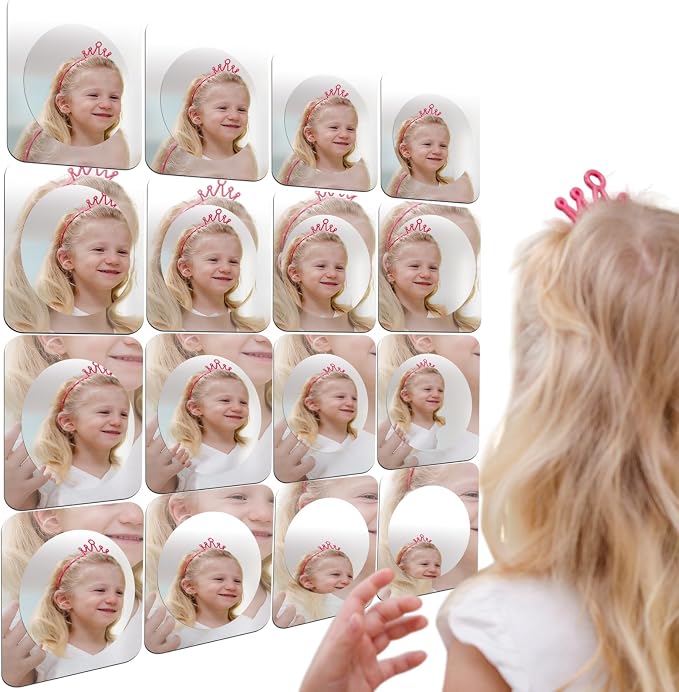 Handepo 16 Pack Sensory Bubble Wall Mirror 10" Interactive Acrylic Mirrors for Wall Decor Sensory Toddler Mirror Toys for Kids Classroom Home Visual Tactile Stimulate Cognitive by Handepo