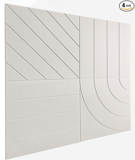 21.65" Large Square Acoustic Panels 4-Pack - Sound Absorbing Wall Panels, Noise Reducing Soundproof Decorative Felt Tiles for Home Office, Studio, Living Room - Beige by DesignerManufacturerofInnovativeBulletinBoardSolutionsforHomeOffice