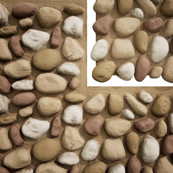 EverStone River Rock Faux Rock Panel, 49"W x 24 3/4"H x 3"D, Canyon Dune Color - Image 9