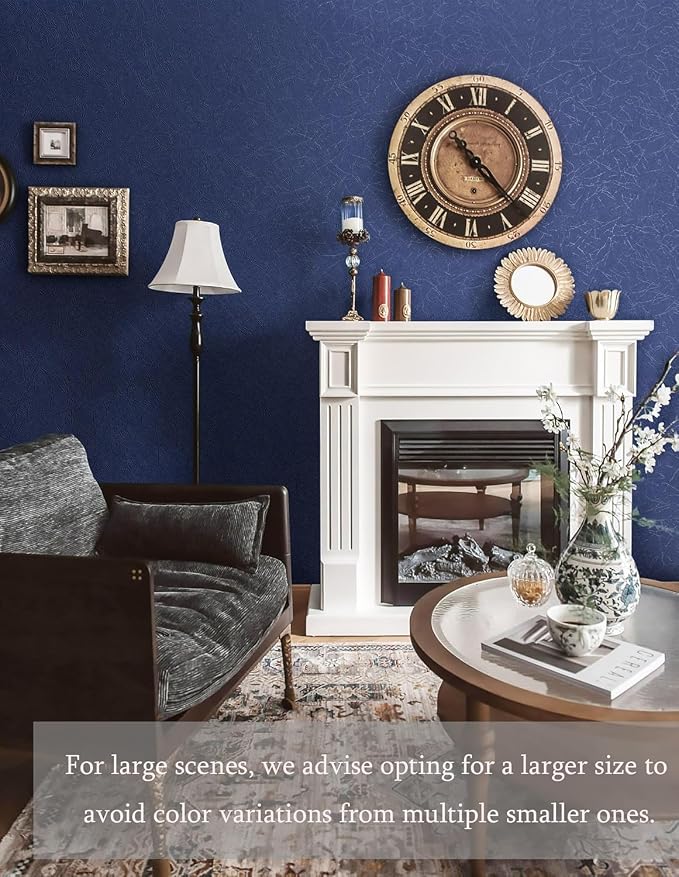 Safiyya 17.3 inch X 590 inch Wallpaper Blue Silk Textured Wallpaper Peel and Stick Modern Solid Color Wall Paper Removable Contact Paper for Walls Vinyl Rolls - Image 5