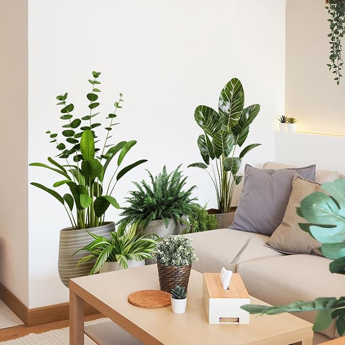 2 Sheets Green Potted Plant Wall Decor Bonsai Vinyl 3D DIY Art Stickers & Murals Removable Floral Wall Decals Peel and Stick for Living Room Bedroom Bathroom Kitchen Office Tropical Wallpaper - Image 3