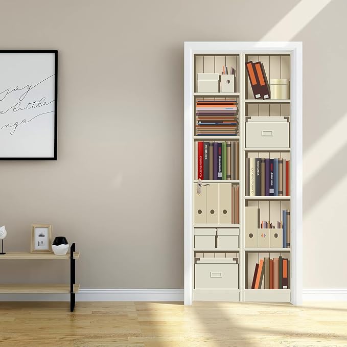 artfanke 3D Bookshelf Door Stickers Peel and Stick30.3 x78.7 - Self-Adhesive Door Murals Wallpaper - Waterproof Wall Decal for Living Room Bedroom Decor (2 Sheets/Set) - Image 8