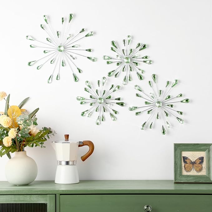 Hicarer 4 Pcs Starburst Wall Decor, Metal Wall Art, Green - Image 4
