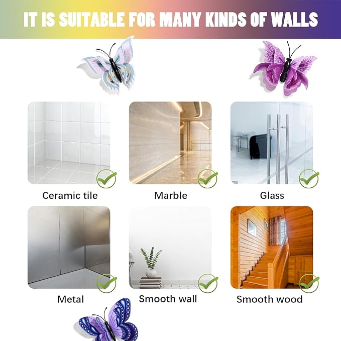 SAOROPEB 3D Butterfly Wall Decor, 24 Pcs Boho Butterfly Decorations | Double Layer for Party Decorations Locker Decor Refrigerator Decal, Reusable - Image 8