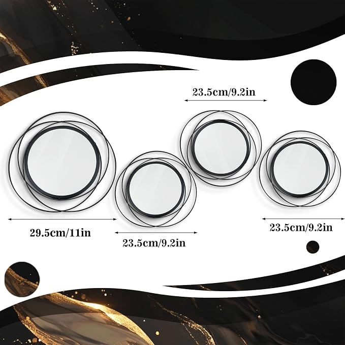 4 Set Circle Mirrors for Wall Decor Living Room Bedroom Entryway - Image 6