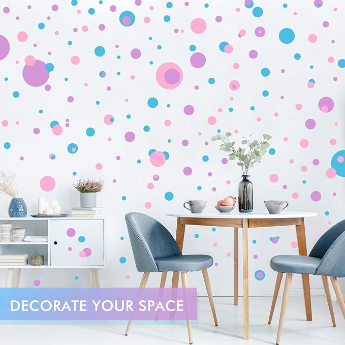 Zonon 264 Pcs Polka Dot Wall Stickers Circles Removable Lilac Pink Blue | Polka Dot Decals for Classroom Nursery Bedroom Playroom, Peel Stick Vinyl, Easy Apply Remove, Colorful Kids Room Decor - Image 4