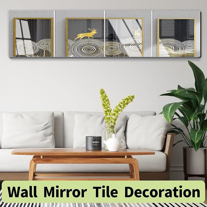 Unbreakable Full Length Wall Mirror, 4Pcs 10"x10", Over The Door, Made of Shatterproof Plexiglass Acrylic, Long Mirrors for Bedroom Closet, Workout for Home Gym, Full Body Mirror for Kids - Image 2