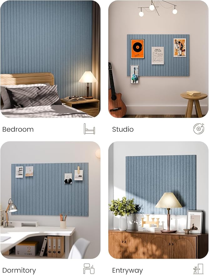 Fluxynara 36" x 24" Large Felt Bulletin Board, Dusty Blue | 6 Pack Cork Board Alternative with 30 Safe Adhesive Tabs, Felt Pin Boards for Wall Decor, Home, Office, Classroom, Dorm - Image 6