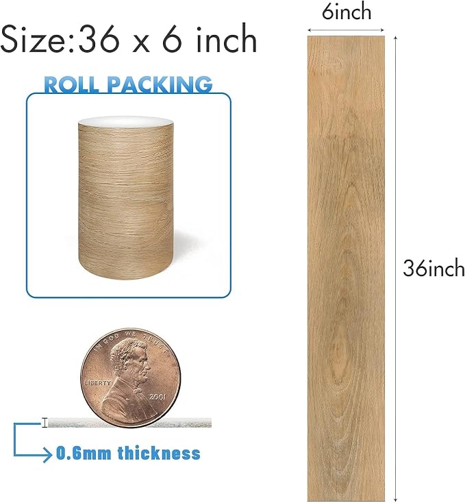 Lareko Peel and Stick Floor Tile, Waterproof Vinyl Plank Flooring | 12-Pack 18 Sq.Ft , Self-Adhesive Laminate Vinyl Tiles,Realistic Wood Grain for DIY Bathroom, Laundry Room & Rental Upgrades - Image 4