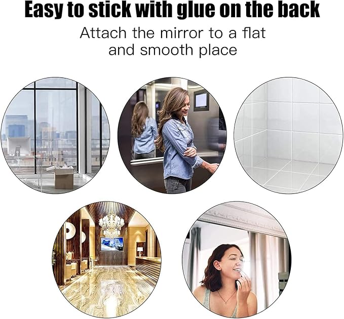 16 Pcs Flexible Mirror Reflective Stickers，Non Glass Safety Reflective Mirror, 12 x 12 in Self Adhesive Square Cuttable Acrylic Film Mirror for DIY Craft Home Wall Decoration - Image 4