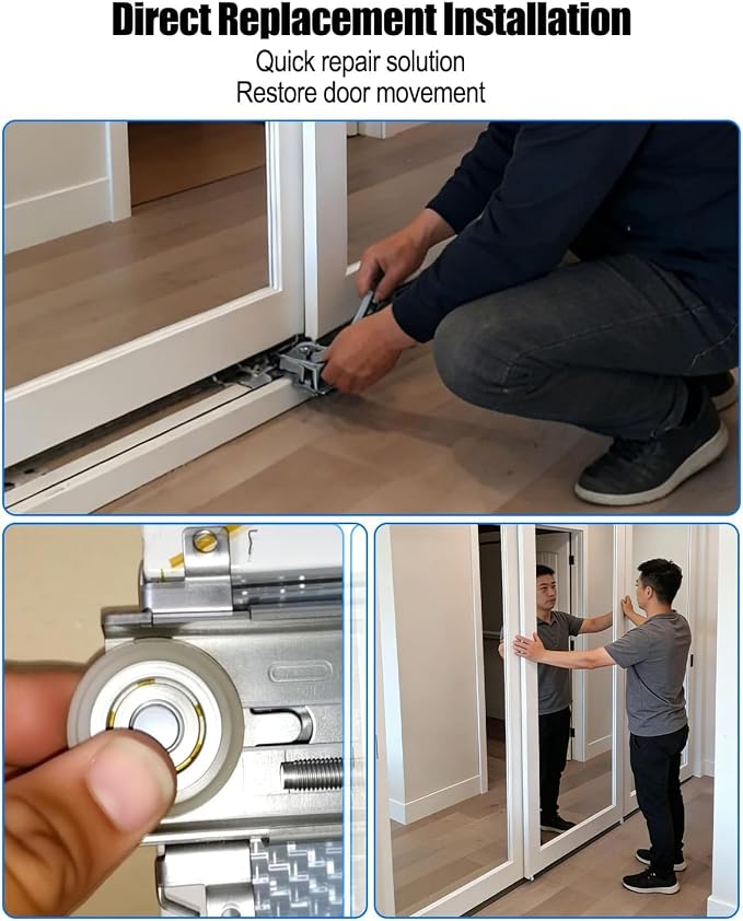 2 Pcs 1-7/16 Inch Sliding Mirror Closet Door Roller Assembly - Image 7
