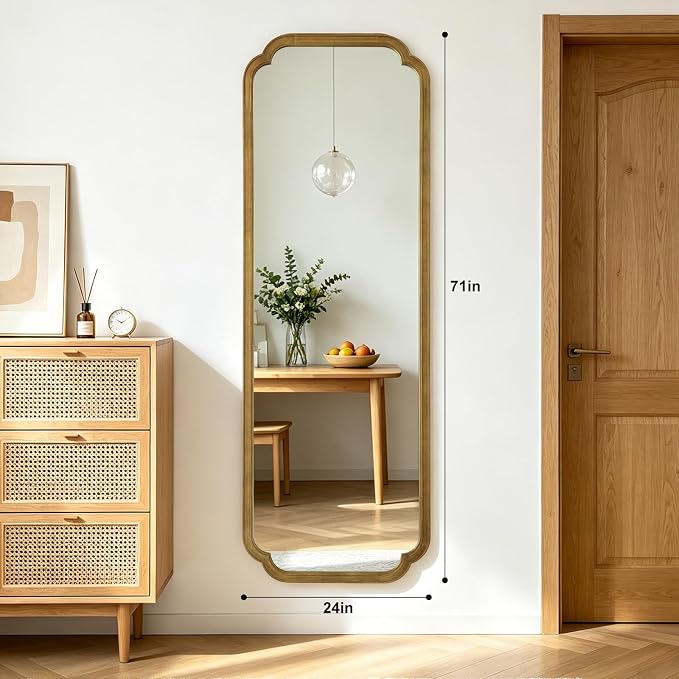 WallBeyond Full Length Mirror Wall Mounted 71"x24", Rustic Wooden Frame Floor Mirror, Large Full Body Mirror for Bedroom, Leaning or Hanging Against Wall (Natural Solid Wood) - Image 2