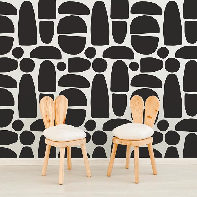 Large Black Boho Geometric Wall Decal, Scandinavian Wall Art Decor | Stunning Bohimian shapes accent wall in minutes. Matte black vinyl peel and stick easily for living room, bedroom, office. - Image 4