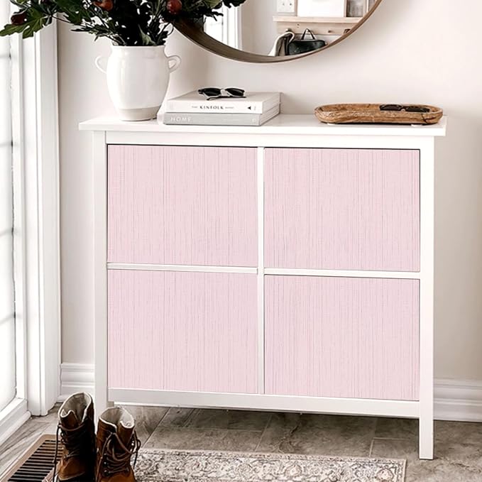Pink Grasscloth Wallpaper Peel and Stick Wallpaper Texture Contact Paper 15.7"x120" Vintage Removable Waterproof Wall Paper for Room Walls Cabinets Furniture Drawers Desk - Image 8