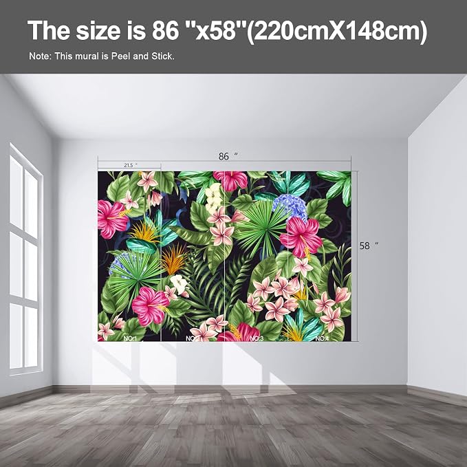 Floral wall murals Peel and Stick self Adhesive Flowers Wallpaper for Bedroom Living Room - 58"x86" - Image 2
