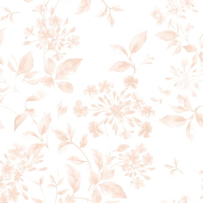 Vintage Floral Peel and Stick Wallpaper 17.32"x 118.11" Neutral Toile Removable Self Adhesive Wallpaper for Bathroom Bedroom (Rosy Blossom, 17.32"x 118.11") by Baolanzw