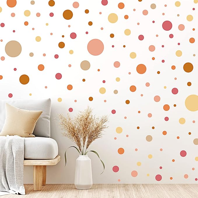 Zonon 264 Pcs Polka Dot Wall Decals Peel and Stick, Classic, Retro Color | Removable Vinyl Dots for Nursery Bedroom Playroom, Colorful Retro Design, Classroom Decor, Easy Application for Kids Spaces by Zonon